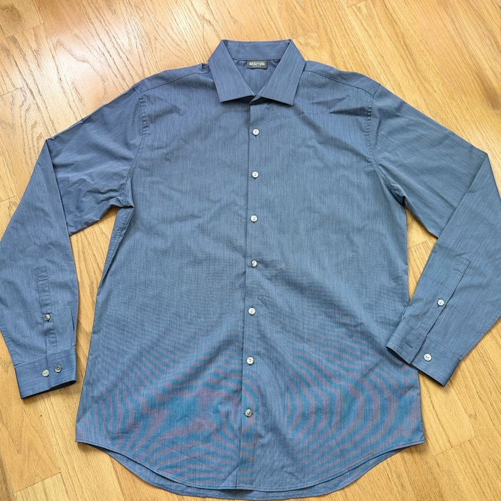 Kenneth Cole Reaction Men Slip Fit Shirt Size L (16 1/2 34-35) New Not Tags Blue